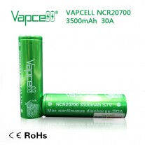 Vapcell - 20700 Battery - 3500mAh 30a 3.7v - 2 Pack w/Carry Case
