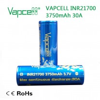 Vapcell - 21700 Battery - 3750mAh 30a 3,7v - 2 Pack w/Carry Case