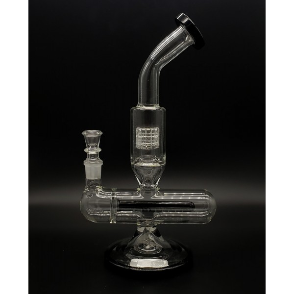 10" Bent Neck Water Pipe Horizontal Perc (Black)