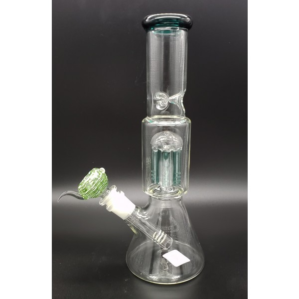 12" Green Waterpipe with Green Wig-Wag 14mm Bowl