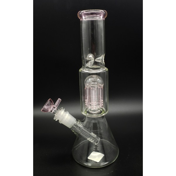 12" Pink Waterpipe with Solid Pink 14mm Bowl