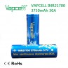 Vapcell - 21700 Battery - 3750mAh 30a 3,7v - 2 Pack